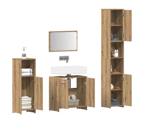 Juego de muebles baño 4 piezas madera ingeniería roble artisan