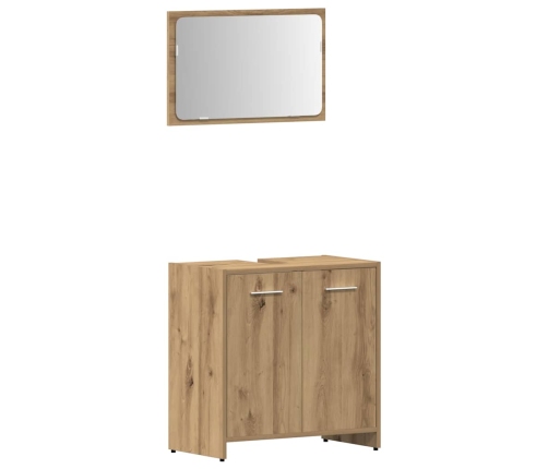 Juego de muebles baño 4 piezas madera ingeniería roble artisan