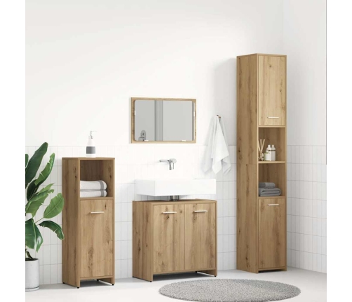 Juego de muebles baño 4 piezas madera ingeniería roble artisan