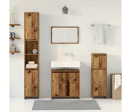 Juego de muebles de baño 4 piezas madera ingeniería envejecida