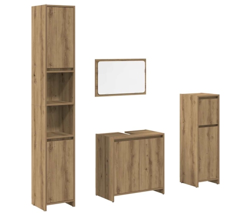 Juego de muebles baño 4 piezas madera ingeniería roble artisan