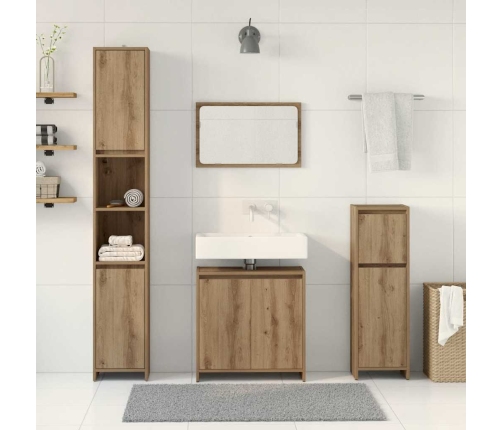 Juego de muebles baño 4 piezas madera ingeniería roble artisan