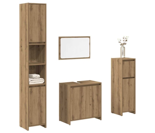 Juego de muebles baño 4 piezas madera ingeniería roble artisan