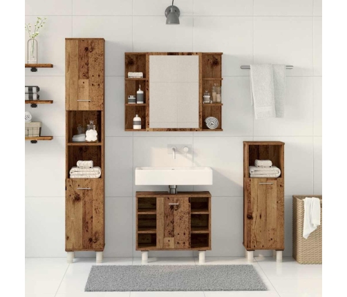 Juego de muebles de baño 4 piezas madera ingeniería envejecida