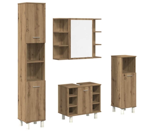 Juego de muebles baño 4 piezas madera ingeniería roble artisan