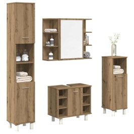 Juego de muebles baño 4 piezas madera ingeniería roble artisan