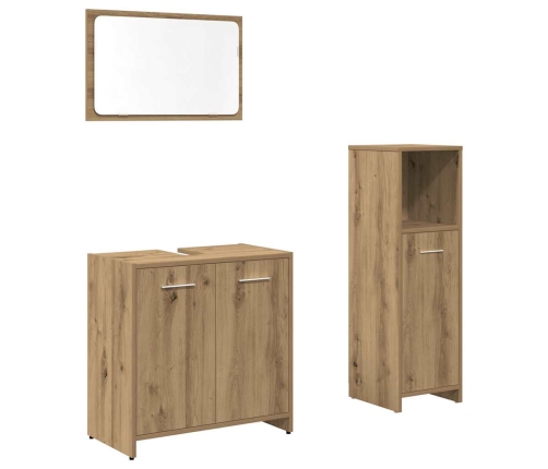 Juego de muebles baño 3 piezas madera ingeniería roble artisan