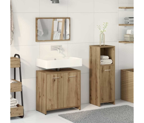 Juego de muebles baño 3 piezas madera ingeniería roble artisan