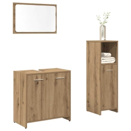 Juego de muebles baño 3 piezas madera ingeniería roble artisan