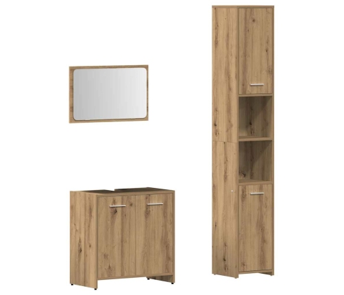 Juego de muebles baño 3 piezas madera ingeniería roble artisan