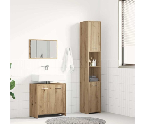 Juego de muebles baño 3 piezas madera ingeniería roble artisan