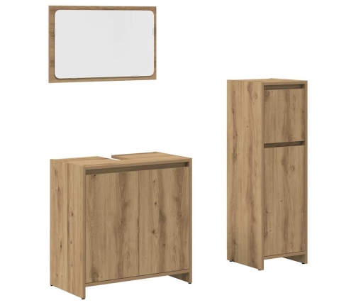 Juego de muebles baño 3 piezas madera ingeniería roble artisan