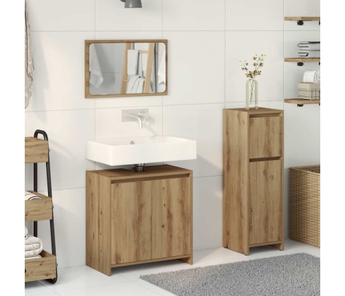 Juego de muebles baño 3 piezas madera ingeniería roble artisan