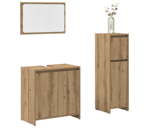 Juego de muebles baño 3 piezas madera ingeniería roble artisan