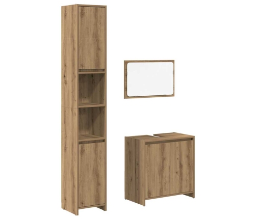 Juego de muebles baño 3 piezas madera ingeniería roble artisan