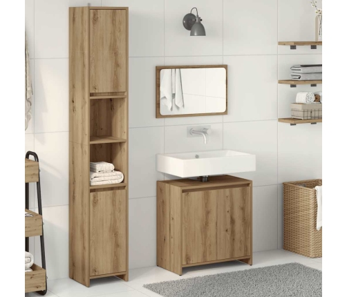 Juego de muebles baño 3 piezas madera ingeniería roble artisan