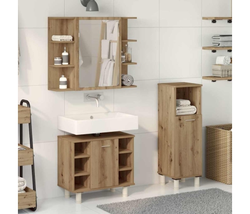 Juego de muebles baño 3 piezas madera ingeniería roble artisan