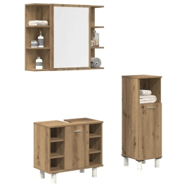 Juego de muebles baño 3 piezas madera ingeniería roble artisan