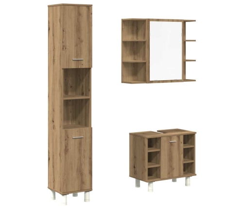 Juego de muebles baño 3 piezas madera ingeniería roble artisan