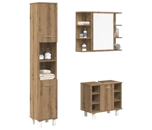 Juego de muebles baño 3 piezas madera ingeniería roble artisan