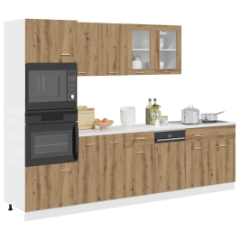 Set de muebles cocina 7 pzas madera ingeniería roble artesanal