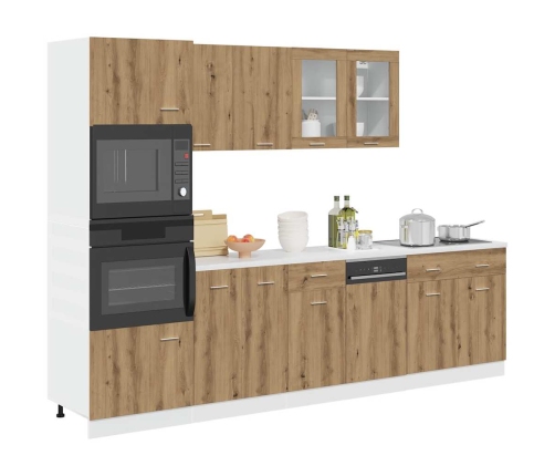 Set de muebles cocina 7 pzas madera ingeniería roble artesanal