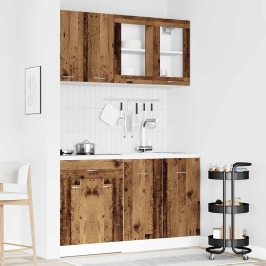 Mueble de cocina 4 piezas madera contrachapada madera vieja