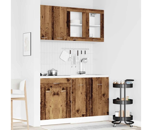 Mueble de cocina 4 piezas madera contrachapada madera vieja