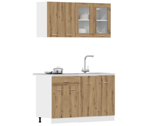 Set de muebles cocina 4 pzas madera ingeniería roble artesanal