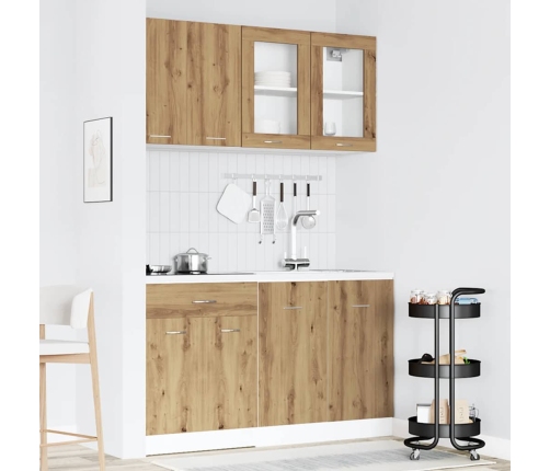 Set de muebles cocina 4 pzas madera ingeniería roble artesanal