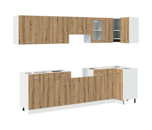 Set de muebles cocina 11 pzas madera ingeniería roble artesanal