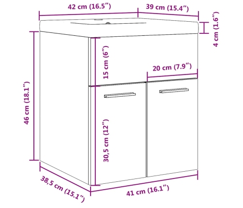 Juego de muebles de baño 2 piezas madera ingeniería envejecida