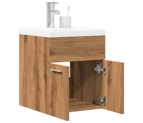 Juego de muebles baño 2 piezas madera ingeniería roble artisan