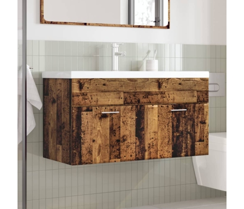 Mueble baño con lavabo integrado madera envejecida