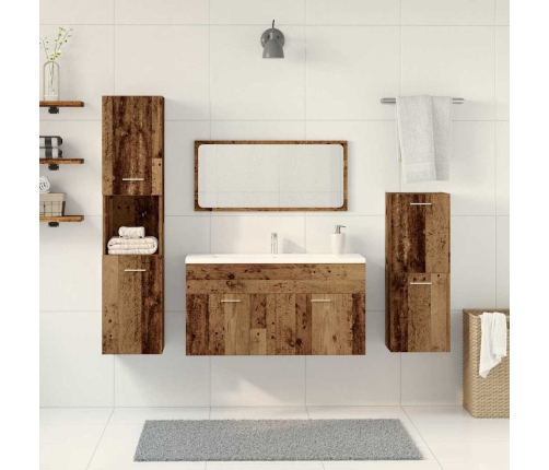 Juego de muebles de baño 4 piezas madera ingeniería envejecida