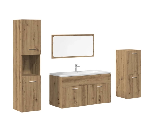 Juego de muebles baño 4 piezas madera ingeniería roble artisan