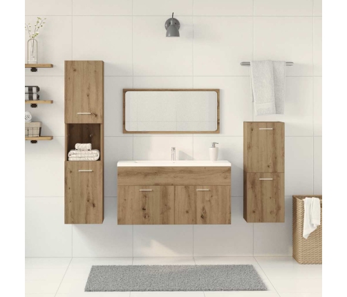 Juego de muebles baño 4 piezas madera ingeniería roble artisan