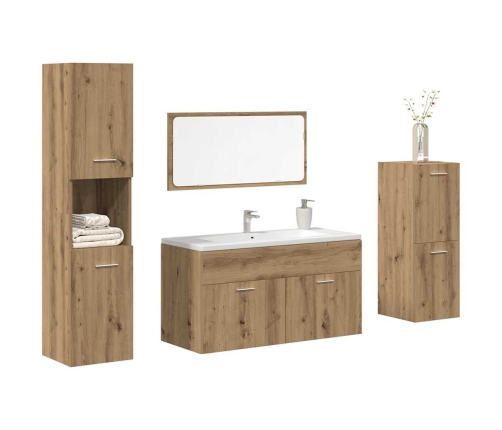 Juego de muebles baño 4 piezas madera ingeniería roble artisan