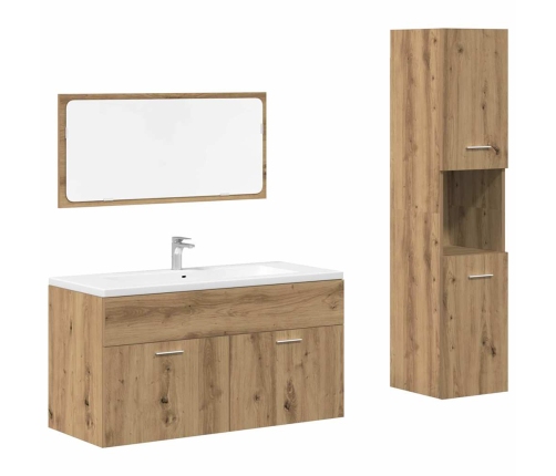 Juego de muebles baño 3 piezas madera ingeniería roble artisan