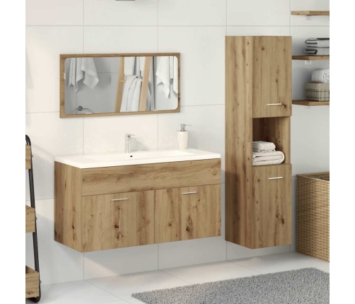 Juego de muebles baño 3 piezas madera ingeniería roble artisan