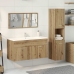 Juego de muebles baño 3 piezas madera ingeniería roble artisan