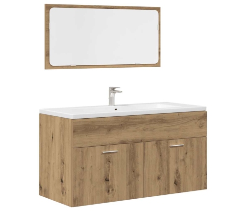 Juego de muebles baño 3 piezas madera ingeniería roble artisan