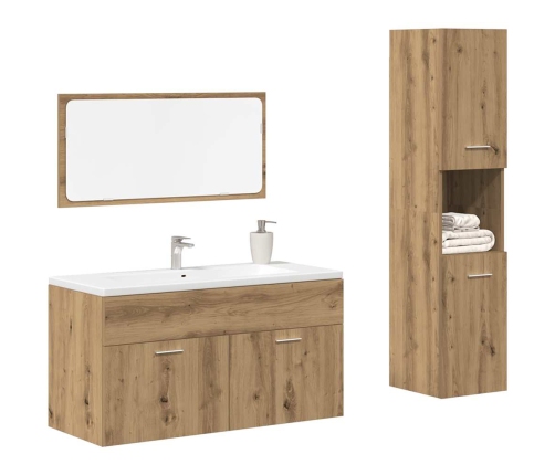 Juego de muebles baño 3 piezas madera ingeniería roble artisan