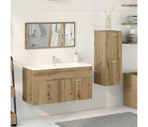 Juego de muebles baño 3 piezas madera ingeniería roble artisan