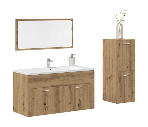 Juego de muebles baño 3 piezas madera ingeniería roble artisan