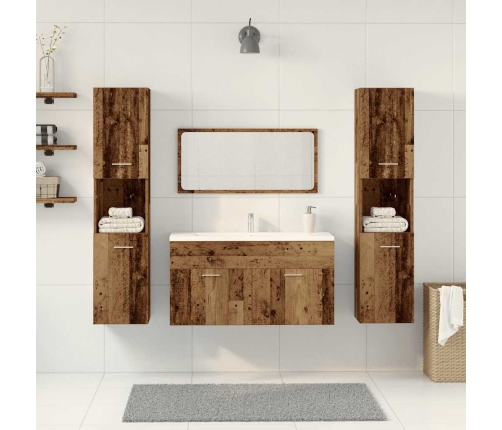 Juego de muebles de baño 4 piezas madera ingeniería envejecida