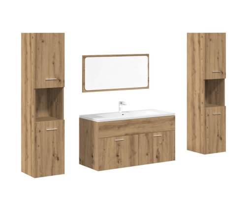 Juego de muebles baño 4 piezas madera ingeniería roble artisan