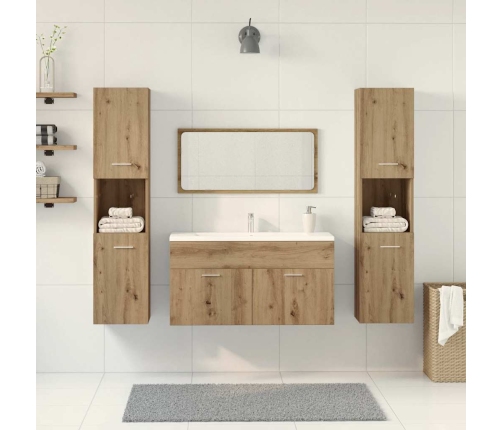 Juego de muebles baño 4 piezas madera ingeniería roble artisan