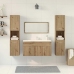 Juego de muebles baño 4 piezas madera ingeniería roble artisan