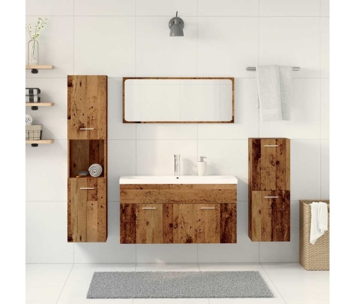 Juego de muebles de baño 5 piezas madera ingeniería envejecida